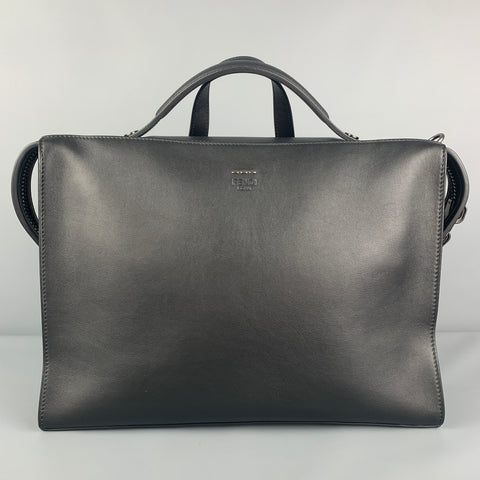 FENDI Black Leather 7VA400 Tote Briefcase Bag