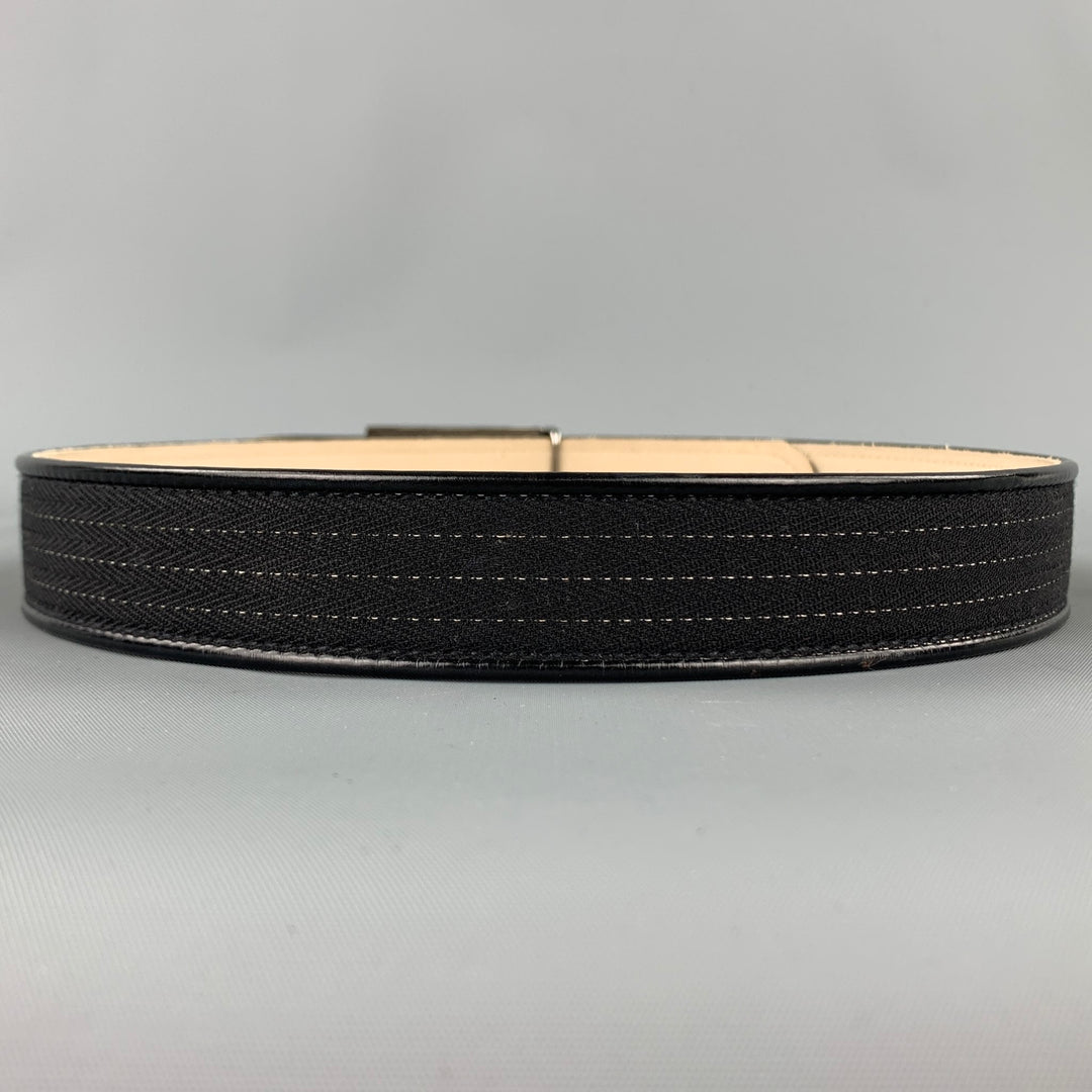 ESCADA Talla 34 Cinturón de cuero con cinta con puntadas en contraste negro