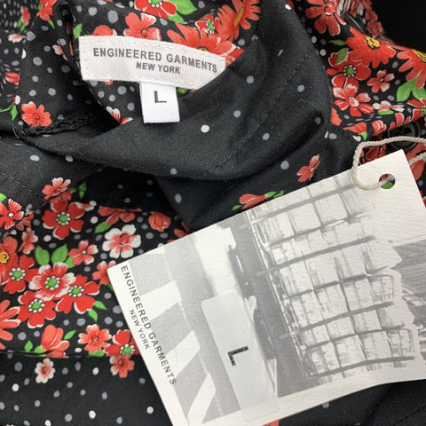 ENGINEERED GARMENTS Size L Black & Red Floral Cotton Reversible Vest (Indoor)