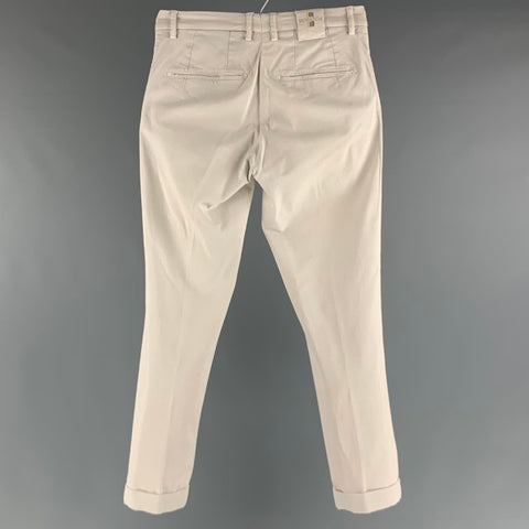 BERWICH Size 28 Cream Cotton Elastane Flat Front Casual Pants