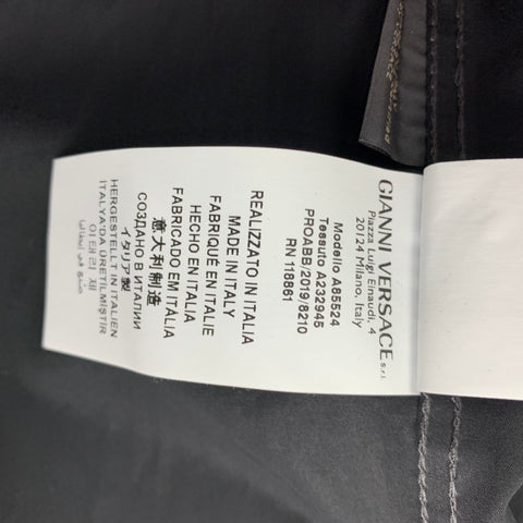 VERSACE Size S Black Cotton Patch Pockets Long Sleeve Shirt