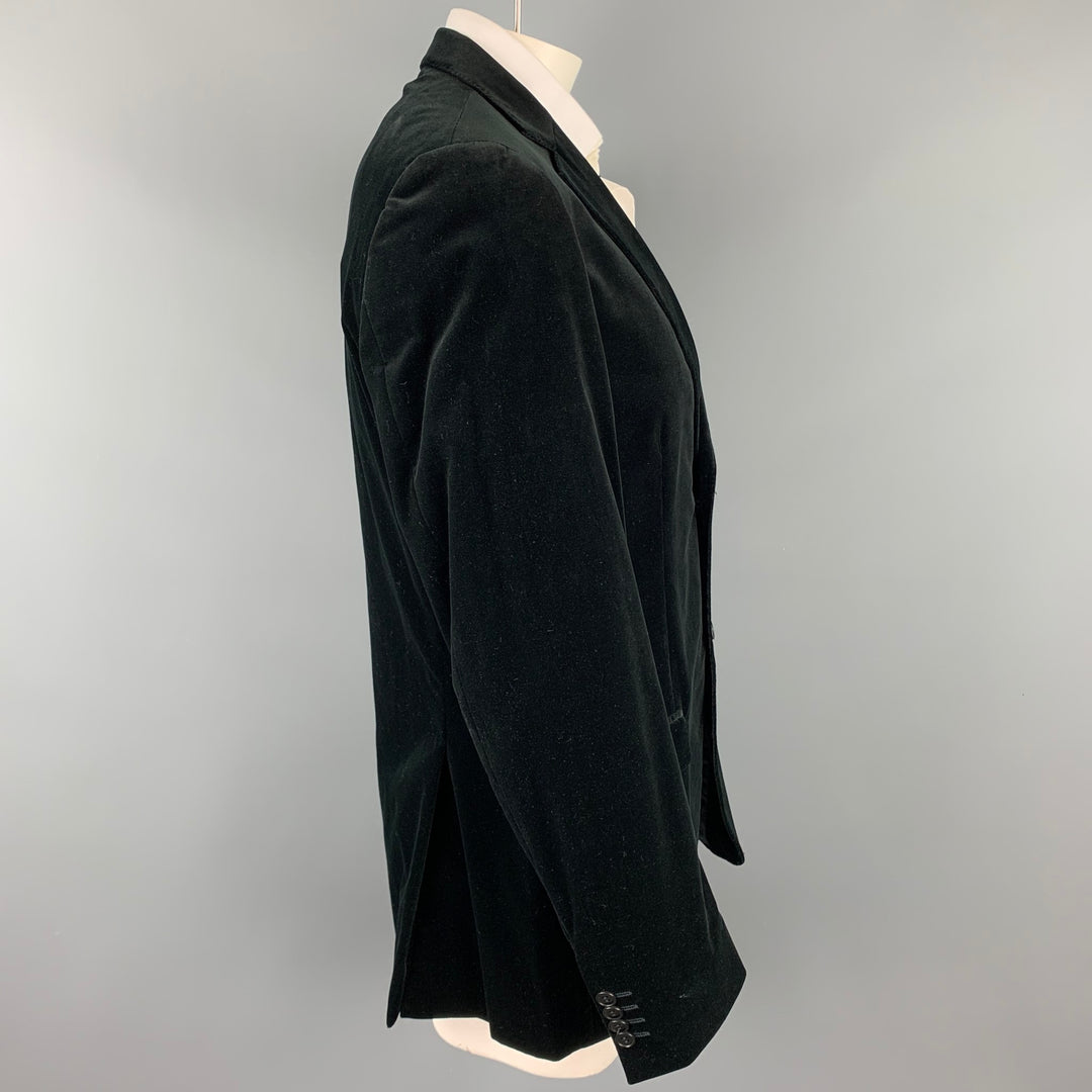 Z ZEGNA Talla 44 Abrigo deportivo con solapa de muesca de terciopelo de algodón negro