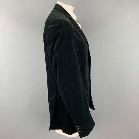 Z ZEGNA Size 44 Black Cotton Velvet Notch Lapel Sport Coat