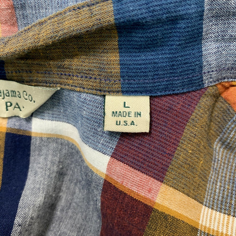 ASHLAND SHIRT & PAJAMA CO. Size L Blue Multi-Color Plaid Long Sleeve Shirt