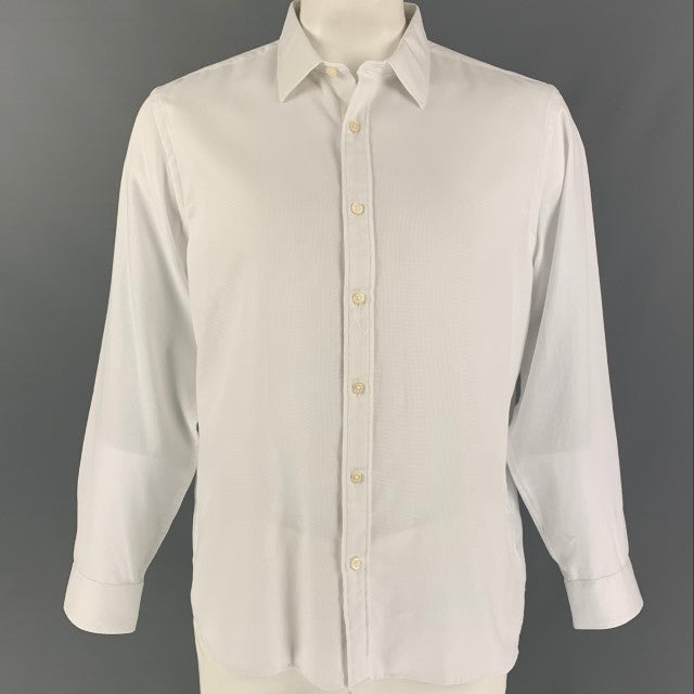 MICHAEL KORS Size XL White Cotton Long Sleeve Shirt