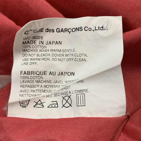 JUNYA WATANABE Size M Red White Solid Cotton Club Collar Long Sleeve Shirt
