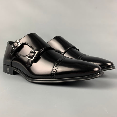 VERSACE COLLECTION Size 8 Black Leather Double Monk Strap Loafers