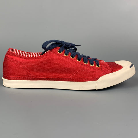 CONVERSE x Jack Purcell Size 10 Burgundy & Navy Canvas Sneakers