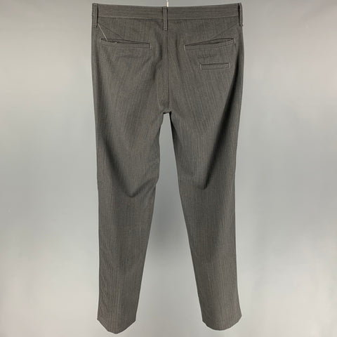 RAG & BONE Size 34 Grey Herringbone Wool Flat Front Dress Pants