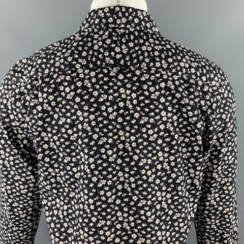 PAUL SMITH The Westbound Size S Black & White Floral Cotton Button Up Long Sleeve Shirt