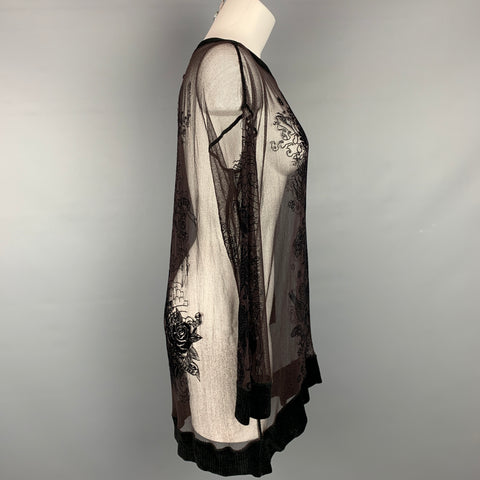 JEAN PAUL GAULTIER Size L Black & Brown Velvet Boat Neck Cocktail Dress