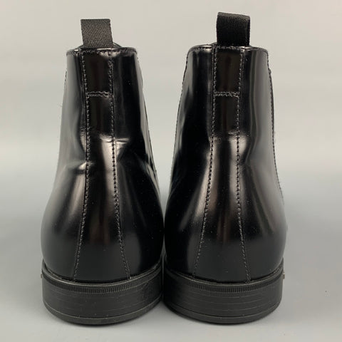 PRADA Size US 8 / UK 7  Black Brushed Leather Ankle Chelsea Boots