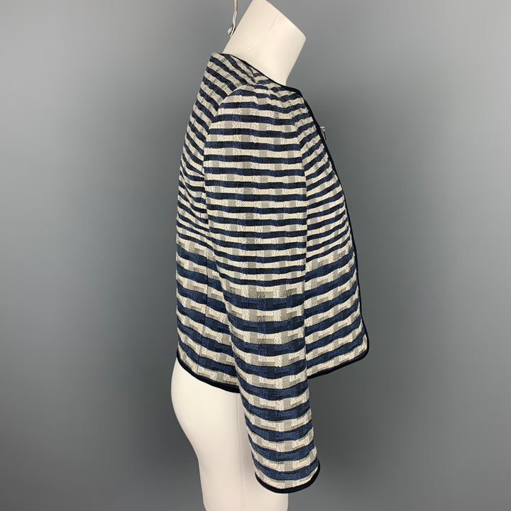ARMANI COLLEZIONI Size 2 Navy & White Jacquard Jacket