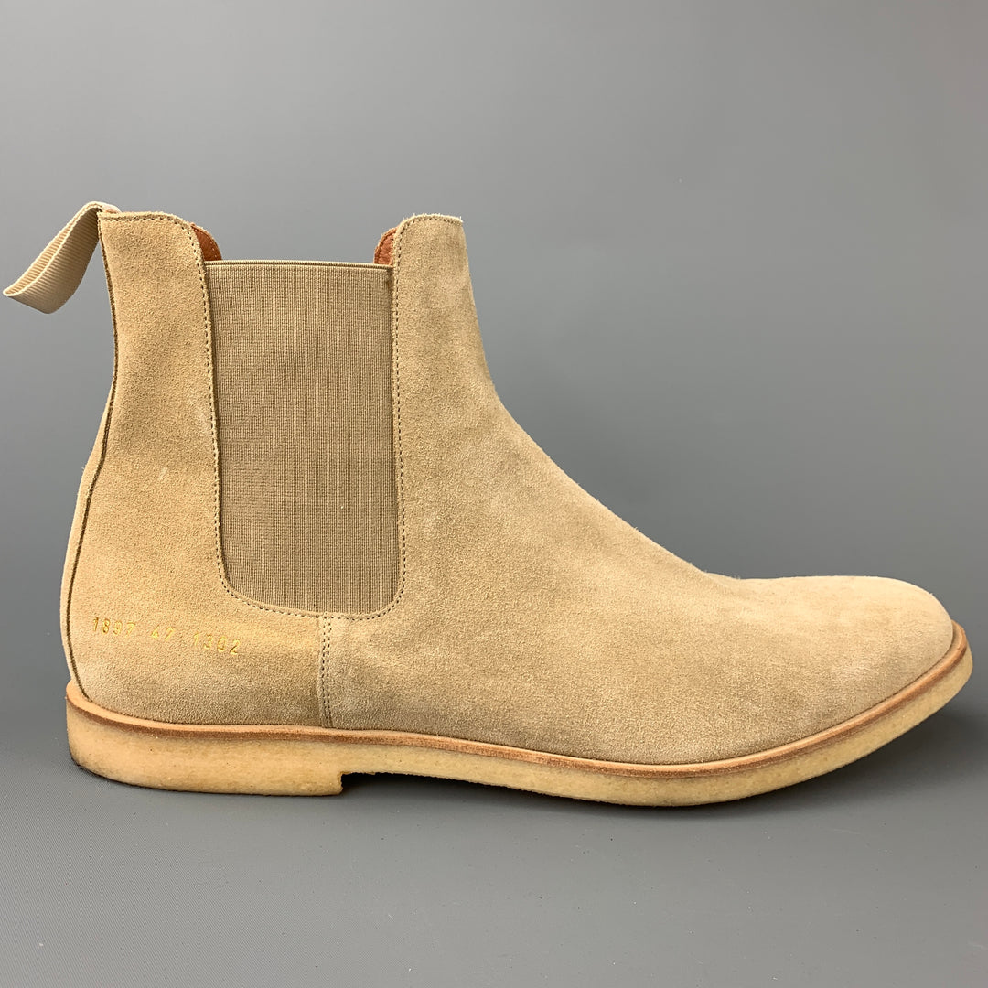 COMMON PROJECTS Size 14 Beige Suede Pull On Chelsea Boots