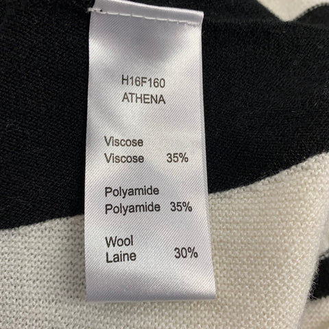 ANNE FONTAINE Athena Talla 4 Vestido asimétrico de mezcla de lana con bloques de color blanco y negro