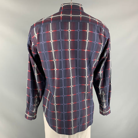 ROBERT GRAHAM Size XL Purple, Grey & Red Plaid Cotton Button Up Long Sleeve Shirt