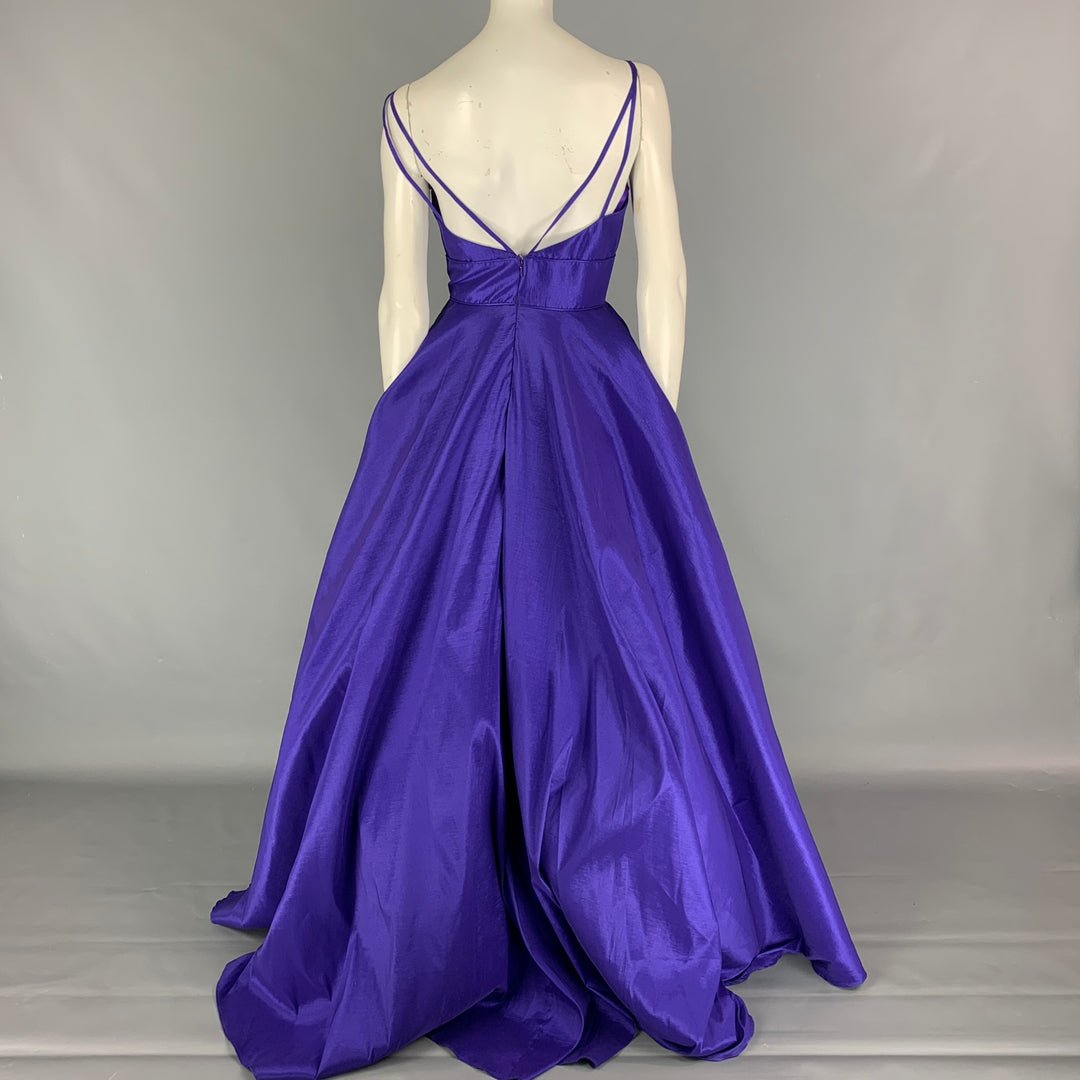 MAC DOUGAL Size 2 Purple Polyester Spaghetti Straps Flash Gown Dress
