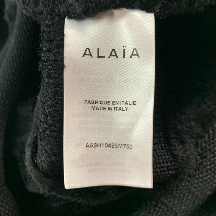 ALAIA Size 4 Black Viscose Polyamide Velvet Cropped Pullover