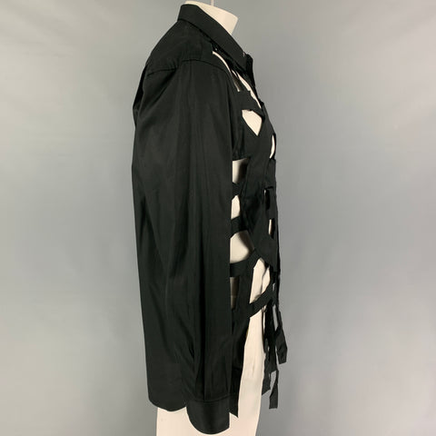 COMME des GARCONS SHIRT Size XL Black Cut Out Cotton Long Sleeve Shirt