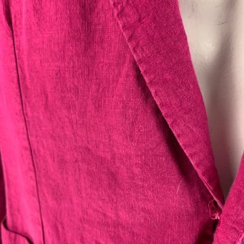 120% LINO Chest Size 44 Raspberry Linen Notch Lapel Sport Coat