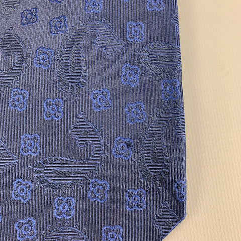 ETRO Navy Black Abstract Floral Silk Tie