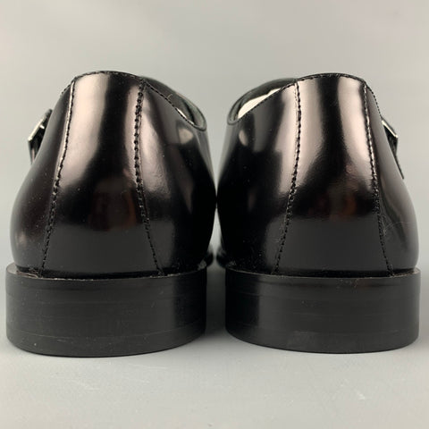 VERSACE COLLECTION Size 8 Black Leather Double Monk Strap Loafers