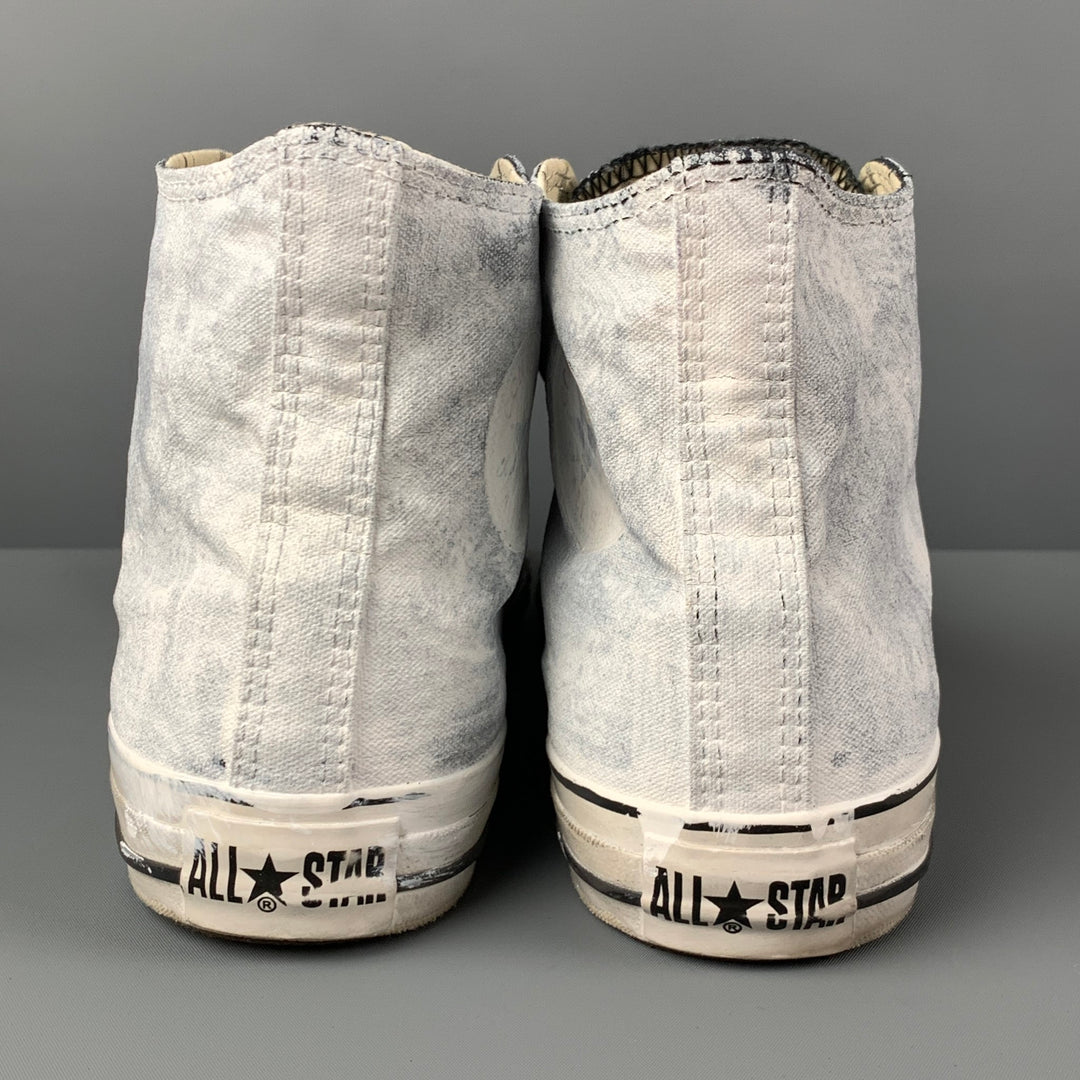 JOHN VARVATOS x CONVERSE Size 10 White Painted Canvas High Top Sneakers