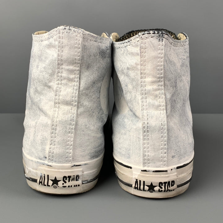 JOHN VARVATOS x CONVERSE Size 10 White Painted Canvas High Top Sneakers
