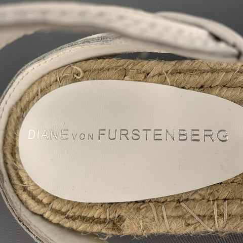 DIANE VON FURSTENBERG Talla 9.5 Sandalias de alpargata de cuero blanco