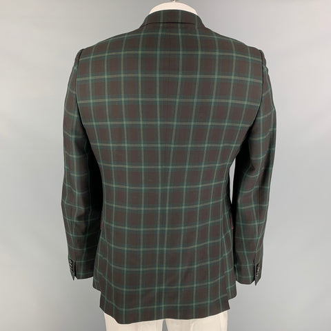 PAUL SMITH Soho Fit Size 46 Regular Brown & Green Plaid Wool Notch Lapel Sport Coat