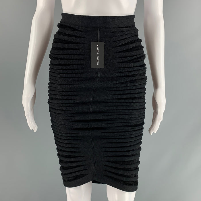 ALAIA Taille 2 Jupe longue ajustée en tissus mélangés polyamide viscose noir