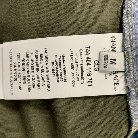 VERSACE COLLECTION Size M Olive Multicolour Graphic Cotton Short Sleeve Shirt