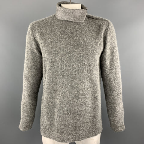 STONE Jersey gris con cuello alto y broches laterales de lana texturizada talla L