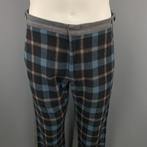 COMME des GARCONS HOMME PLUS Talla M Vaqueros con panel a cuadros azul marino carbón
