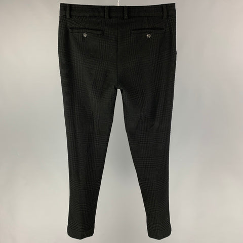 MR TURK Size 31 Black Plaid Polyester Blend Zip Fly Dress Pants