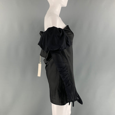 FOR LOVE & LEMONS Size S Black Rpet Mixed Fabrics Mini Dress
