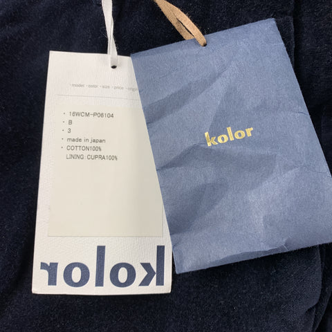 KOLOR Size L Navy Mixed Fabrics Velvet Zip Up Track Suit