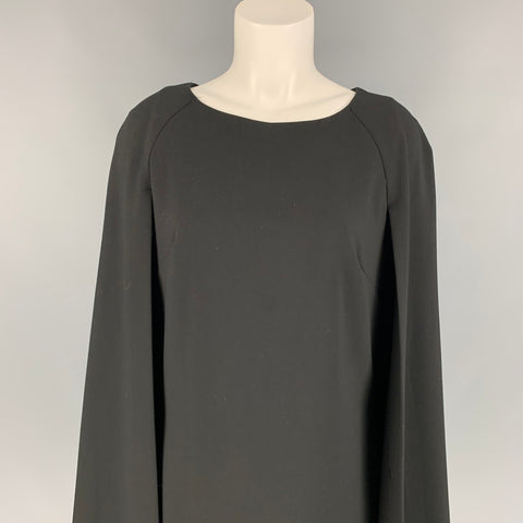 TRINA TURK Size 8 Black Polyester Blend Above Knee Cape Dress