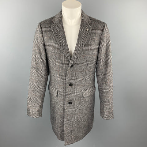 MAISON MARGIELA Size L Grey & Black Glenplaid Wool Notch Lapel Coat