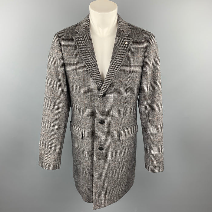 MAISON MARGIELA Size L Grey & Black Glenplaid Wool Notch Lapel Coat