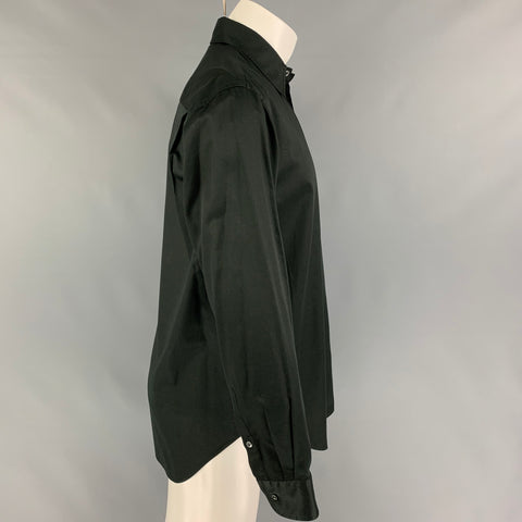 GIORGIO ARMANI Size S Black Cotton Button Up Long Sleeve Shirt