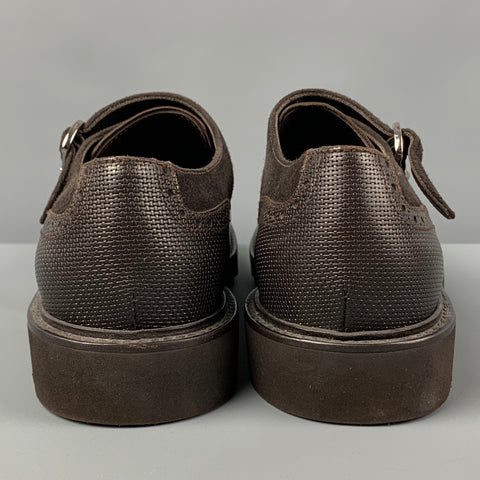 GIORGIO ARMANI Size 10 Brown Leather Double Monk Strap Loafers