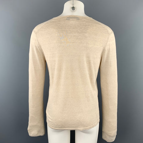 COMME des GARCONS HOMME DEUX Size S Khaki Knitted Linen Boat Neck Pullover