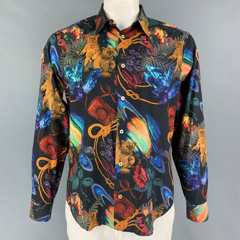 PAUL SMITH Size L Multi-Color Floral Cotton Button Down Long Sleeve Shirt