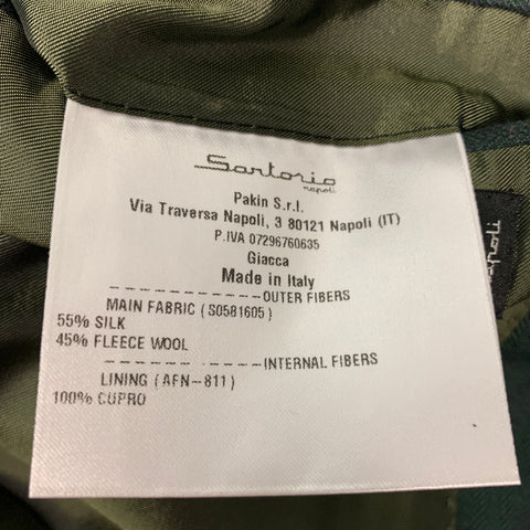 SARTORIO Taille 44 Manteau de sport long à revers cranté en laine de soie verte