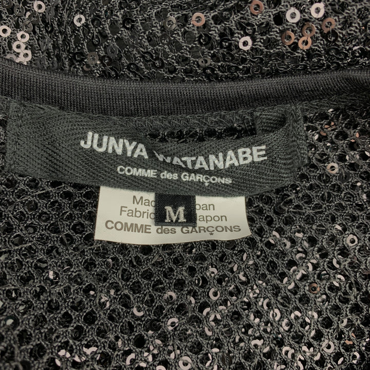 JUNYA WATANABE Size M Black Sequined Mesh Crew-Neck Pullover