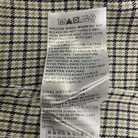 ERMENEGILDO ZEGNA Size L Navy Gold Checkered Cotton Long Sleeve Shirt