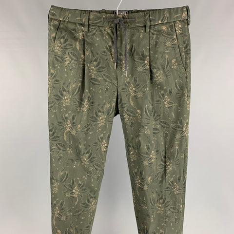 TODD ​​SNYDER Pantalon décontracté en coton imprimé olive taille S avec cordon de serrage
