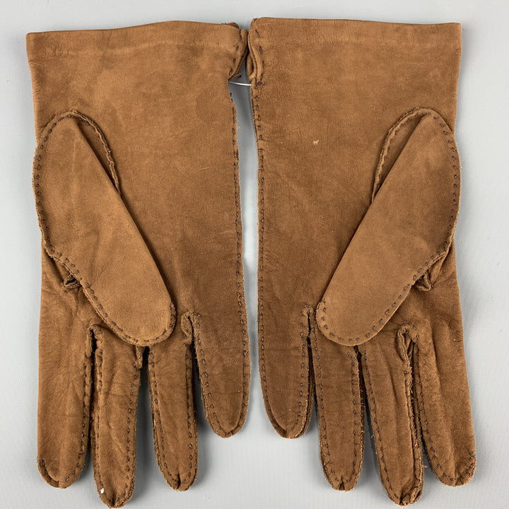 PICKETT Size 8.5 Brown Suede Calf Gloves