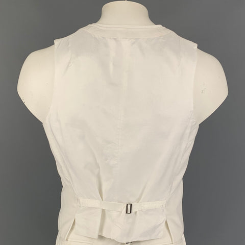 NEIL BARRETT Size XL White Cotton / Linen Buttoned Vest
